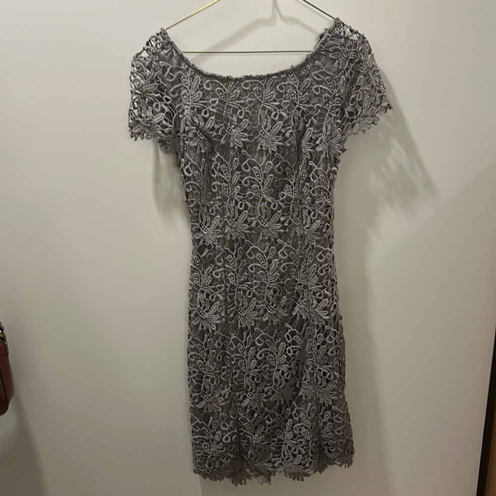 Grey fitted lace dress